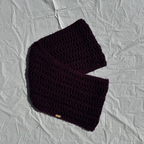 Deroucheau Knitwear Oversized Chunky Extra Large Infinity Scarf Dark Purple Wool - Picture 2 of 6